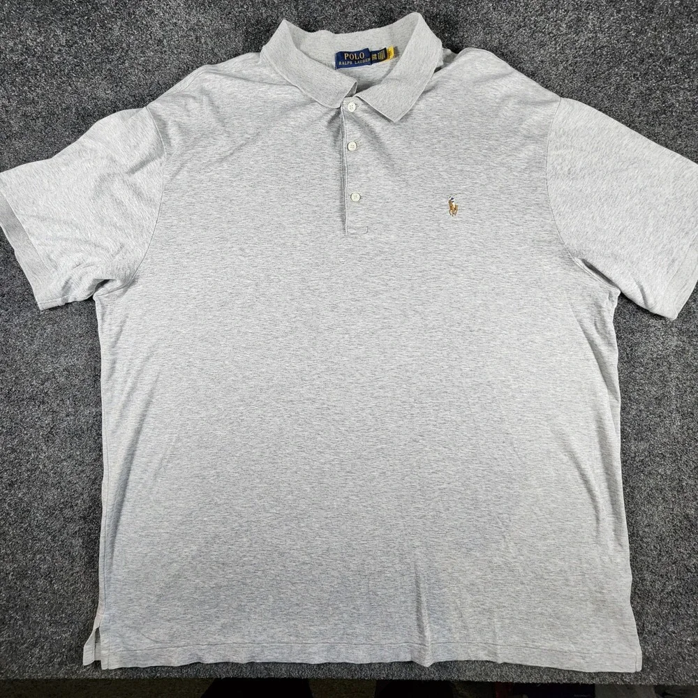 Lot Of 2 Polo Ralph Lauren Polo Shirts Mens‎ 2XB Blue Grey Short Sleeve Knit EUC